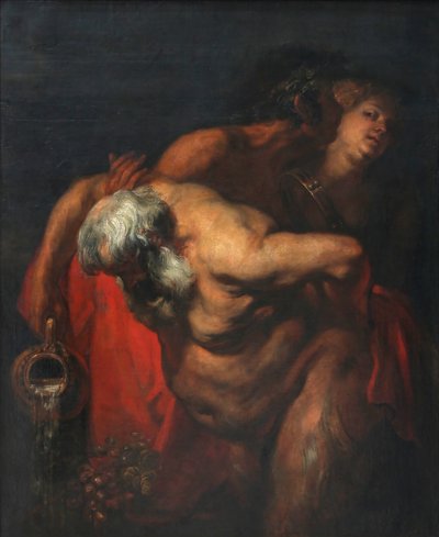 Dronken Silenus ondersteund door een faun en een bacchante door Anthony van Dyck